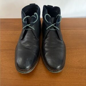 Cole Haan Men’s Boots - Navy Blue Leather Ankle Boots in Size 9